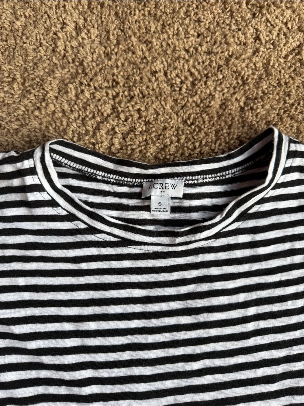 J. Crew Black and White Striped Mini Dress with Waist Tie